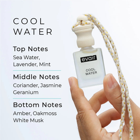 Cool Water Car Freshener, Hanging Car Diffuser with Essential Oils, Pack of 1