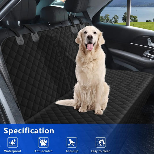 Pet Dog Car Seat Cover for Back Seat Car Seat Waterproof Protector with 2 Pet Dogs Seat Belts - Black