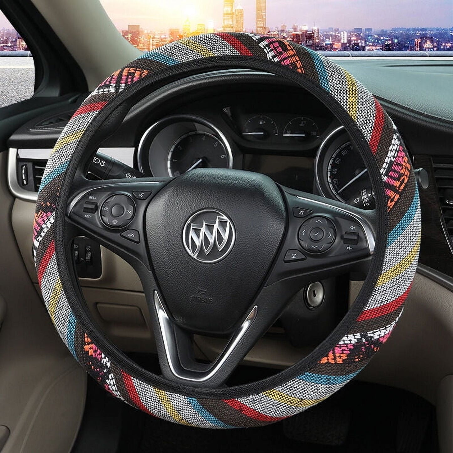 Bohemian Steering Wheel Cover, 15 Inches Car Steering Wheel Cover Universal Fit for Men & Women Colorful