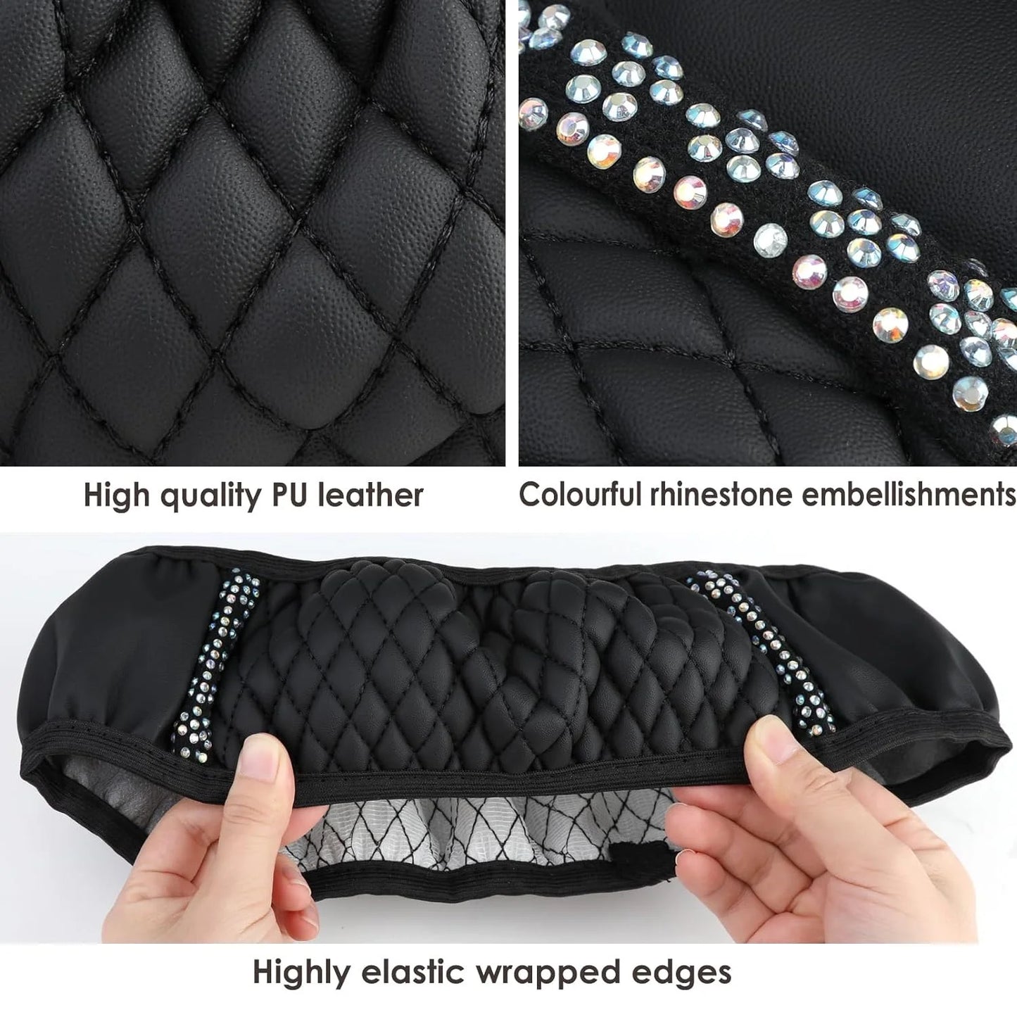 Leather Car with Anti-Slip Lining, Universal 15 Inch, Black