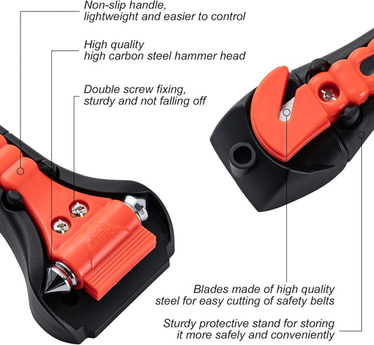 Car Safety Hammer Set of 2, Auto Car Escape Tool, Car Window Glass Hammer Breake