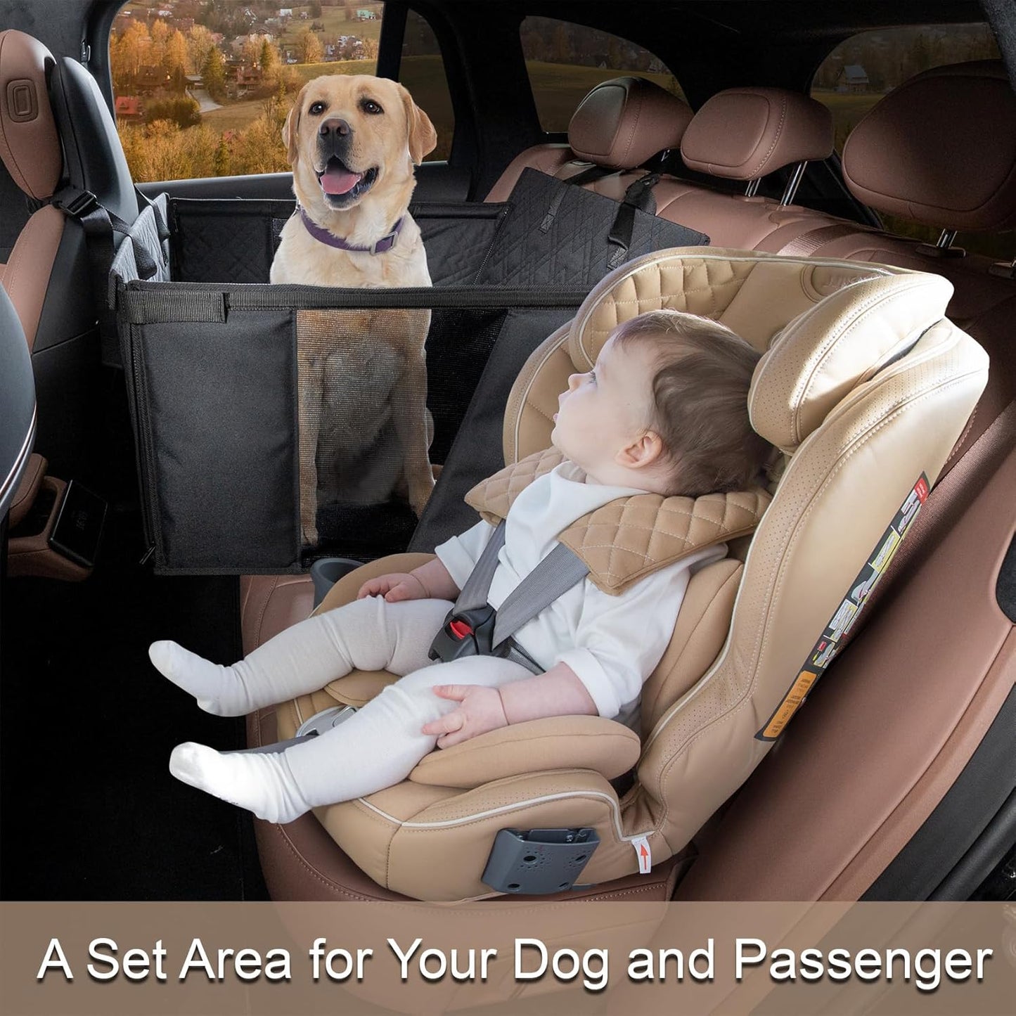 Car Seat for Large Medium Dogs, Back Seat Extender for Pets, Waterproof Nonslip Dog Carseat, Hammock Pet Carrier with Hard Sides and Bottom Great for Active Dogs Fit for Cars Suvs Trucks