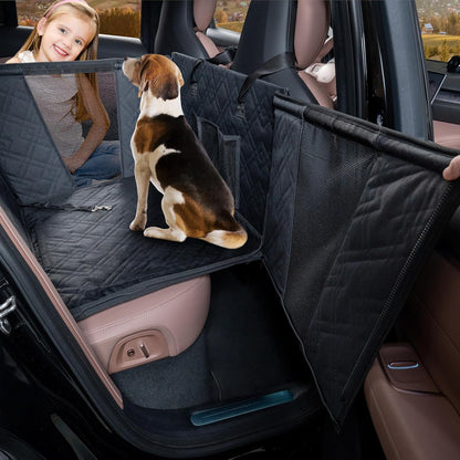 Car Seat for Large Medium Dogs, Back Seat Extender for Pets, Waterproof Nonslip Dog Carseat, Hammock Pet Carrier with Hard Sides and Bottom Great for Active Dogs Fit for Cars Suvs Trucks