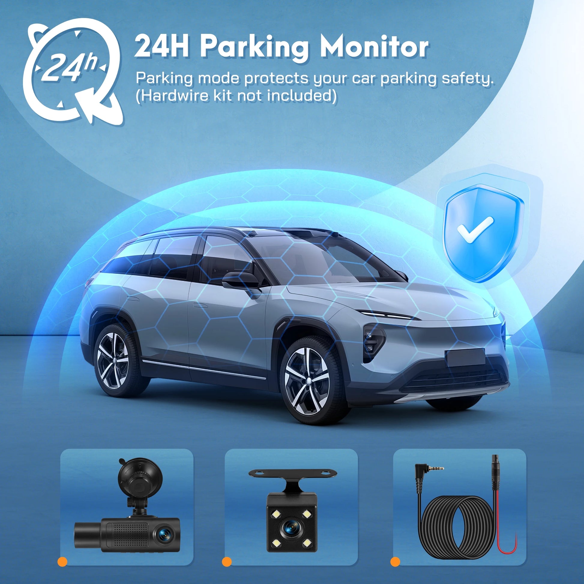 Dash Cam,3 Channel Dash Cam 4K+720P Dash Cam Front and inside Dash Camera with 64GB Card,Night Vision,G-Sensor,24Hr Parking,Triple Car Camera with IR Night Vision