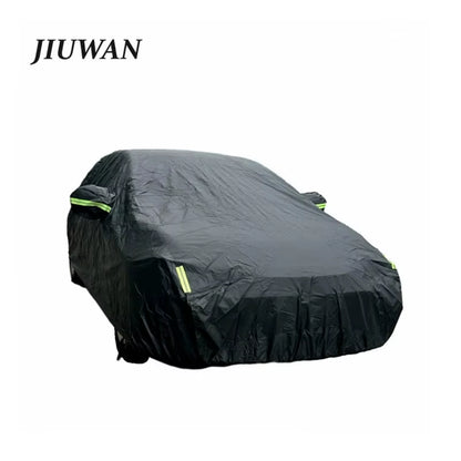Car Cover Full Exterior Black Auto Cover Sunshade Dustproof Protection with Reflective Strips Universal for Hatchback Sedan SUV