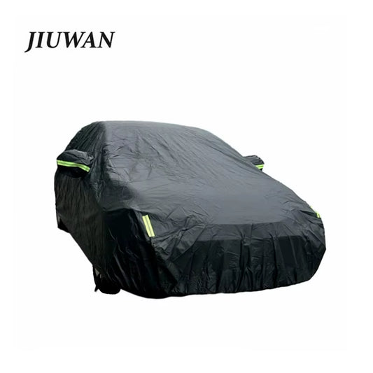 Car Cover Full Exterior Black Auto Cover Sunshade Dustproof Protection with Reflective Strips Universal for Hatchback Sedan SUV