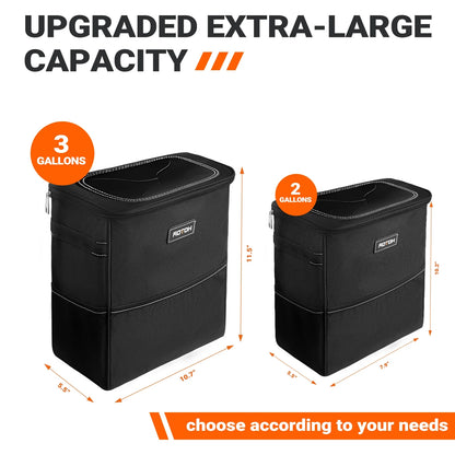 Car Trash Can with Lid, Leak-Proof Car Garbage Can with Mesh Pockets, Car Accessories