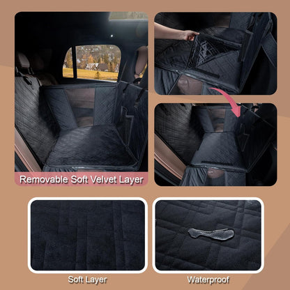 Car Seat for Large Medium Dogs, Back Seat Extender for Pets, Waterproof Nonslip Dog Carseat, Hammock Pet Carrier with Hard Sides and Bottom Great for Active Dogs Fit for Cars Suvs Trucks