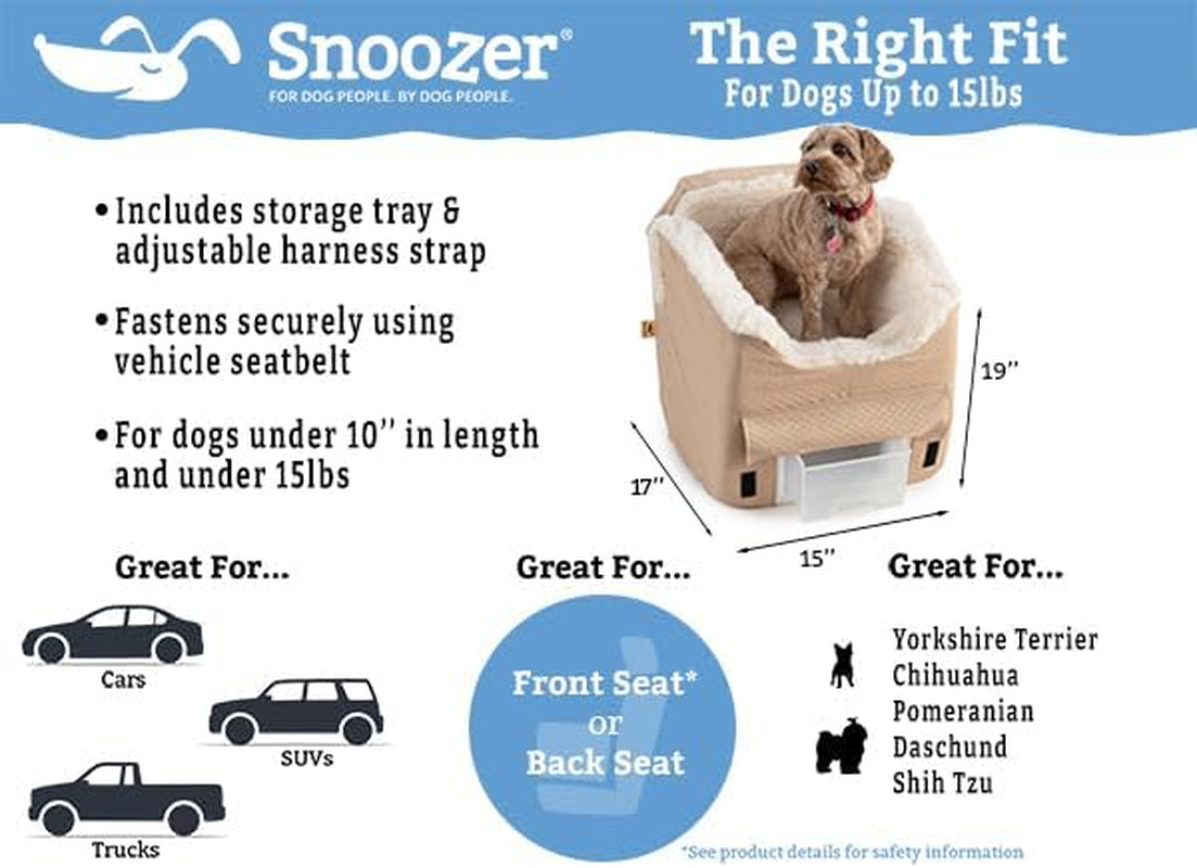 Dog Car Seat with Storage Tray: Lookout II Car Seat for Small Dogs 0-15 Lbs, Size: Small, Fabric: Black Quilted, Pet Car Seat to Alleviate Car Sickness for Dogs, Removable Washable Cover