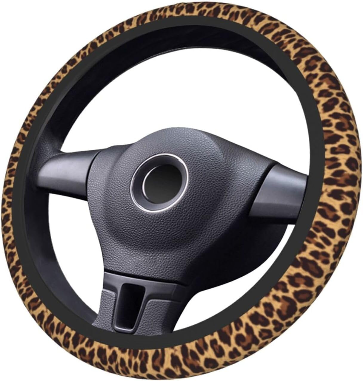 Leopard Steering Wheel Covers Non Slip Neoprene Steering Wheel Protector Cover Universal 15 Inch for Men Women