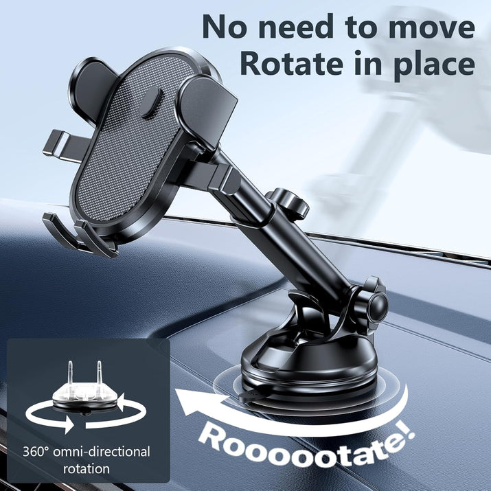 Car Phone Holder, Phone Holders for Your Car with Suction Cup Base, Universal Powerful Suction Cell Phone Car Mount for Dashboard, Automobile Phone Mount Car for Iphone Samsung Smartphones