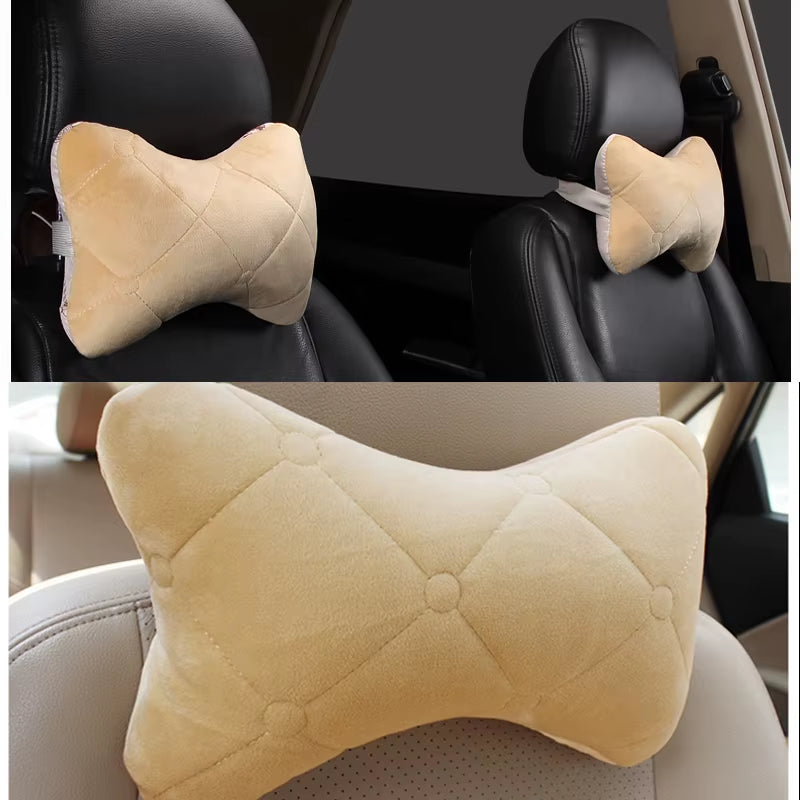 Car Neck Pillow Cotton Seat Headrest Universal Car Neckrest Support Breathable Fabric Cover Relieve Soreness for Travel
