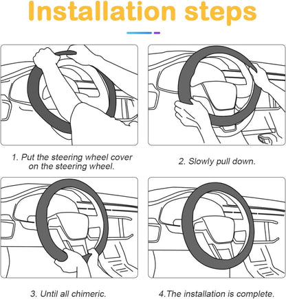 Bling Car Steering Wheel Cover, 15 Inch Rhinestones Soft Leather Elastic Steering Wheel Protector, Sparkly Crystal Diamond for Women Girls, Car Interior Accessories for Most Cars (Pink)