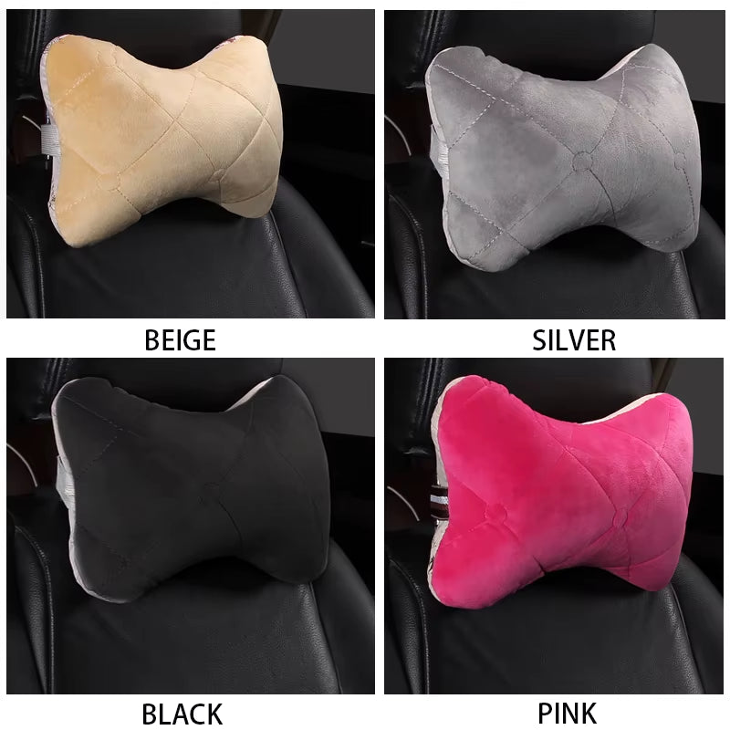 Car Neck Pillow Cotton Seat Headrest Universal Car Neckrest Support Breathable Fabric Cover Relieve Soreness for Travel