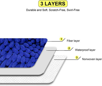 Car Wash Mitt 2 Pack - Large Microfiber Cleaning Gloves, Premium Chenille Scratch-Free Washing Kit, Waterproof Winter Accessories