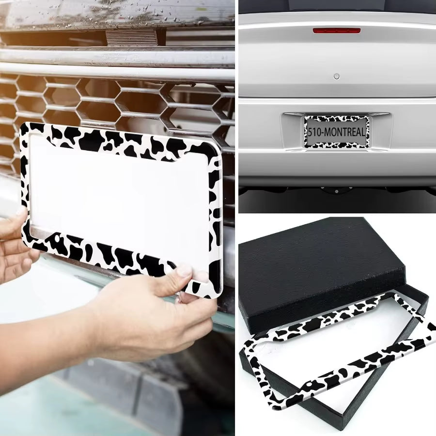 10 Pieces Cow Print Car Accessories Set Cow Fluffy Plush Steering Wheel Cover Shift Cover Handbrake Pad Cup Seat Belt Pad Brace