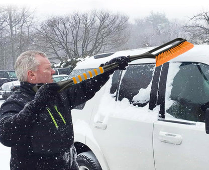 37'' Snow Brush and Ice Scraper for Car Windshield, Aluminum Extendable Snow Removal Tool for Car Window with Foam Grip for SUV Truck Auto Vehicle Winter Accessorie - Orange