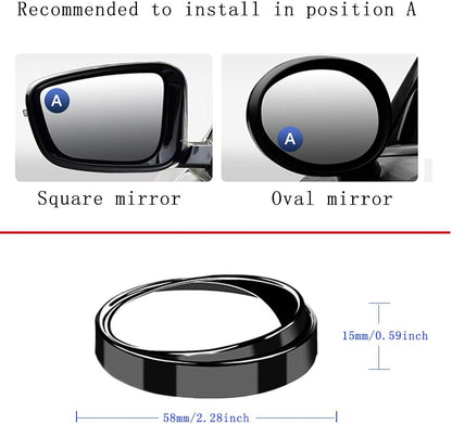 2PCS Small Blind Spot Mirror,2" round HD Glass Convex Rear View Mirror,Strong Adhesive Mirror for Car, Van, SUV and Trucks (2"(50Mm), Black Frame)