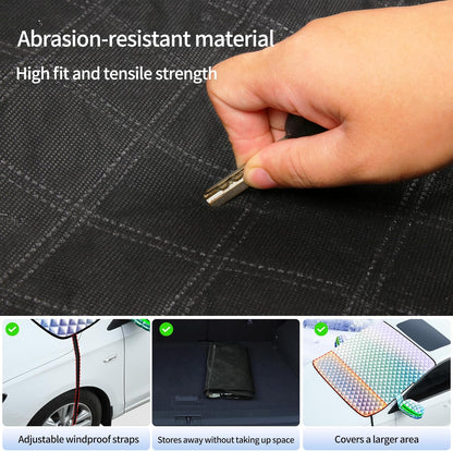 Windshield Snow Cover for Car SUV, Heavy Duty Waterproof Ice Shield with Mirror Flaps, Anti-Hail Frost, All Weather Exterior Protector for Winter Snow Rain Sun UV, Fits Most Vehicles