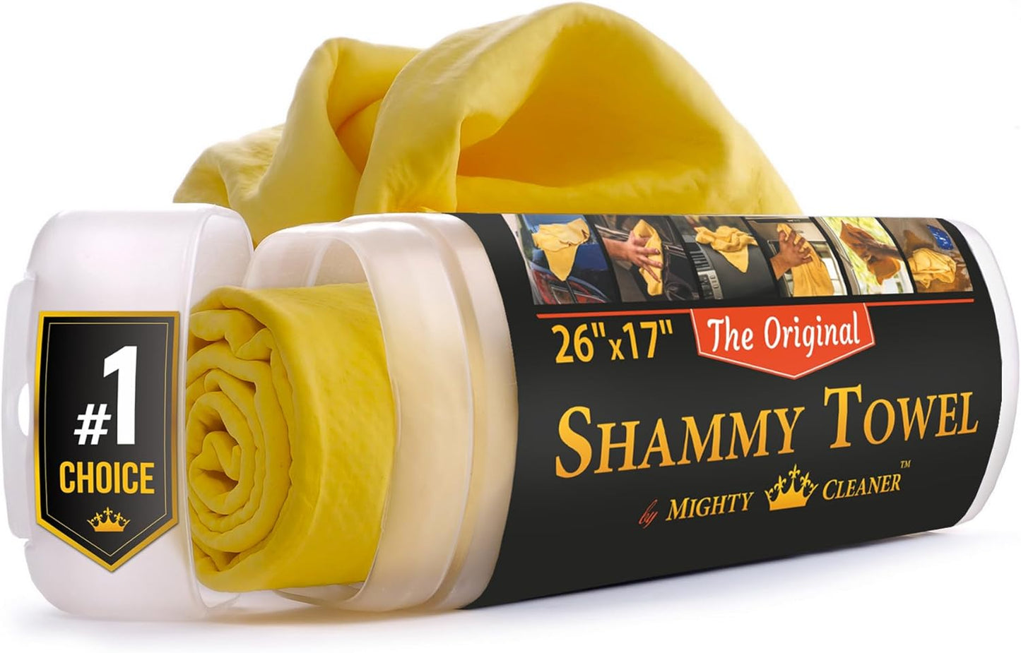 Premium Shammy Cloth for Car Drying - 26”X7” - Super Absorbent Chamois Towel for Car - Scratch-Free, Reusable & Soft