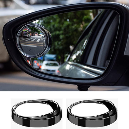 2PCS Small Blind Spot Mirror,2" round HD Glass Convex Rear View Mirror,Strong Adhesive Mirror for Car, Van, SUV and Trucks (2"(50Mm), Black Frame)