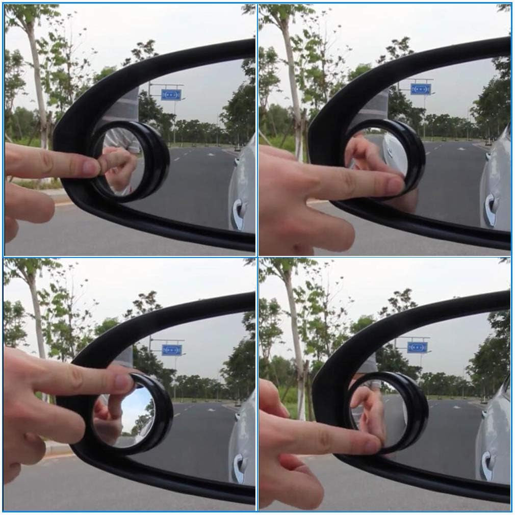 2PCS Small Blind Spot Mirror,2" round HD Glass Convex Rear View Mirror,Strong Adhesive Mirror for Car, Van, SUV and Trucks (2"(50Mm), Black Frame)
