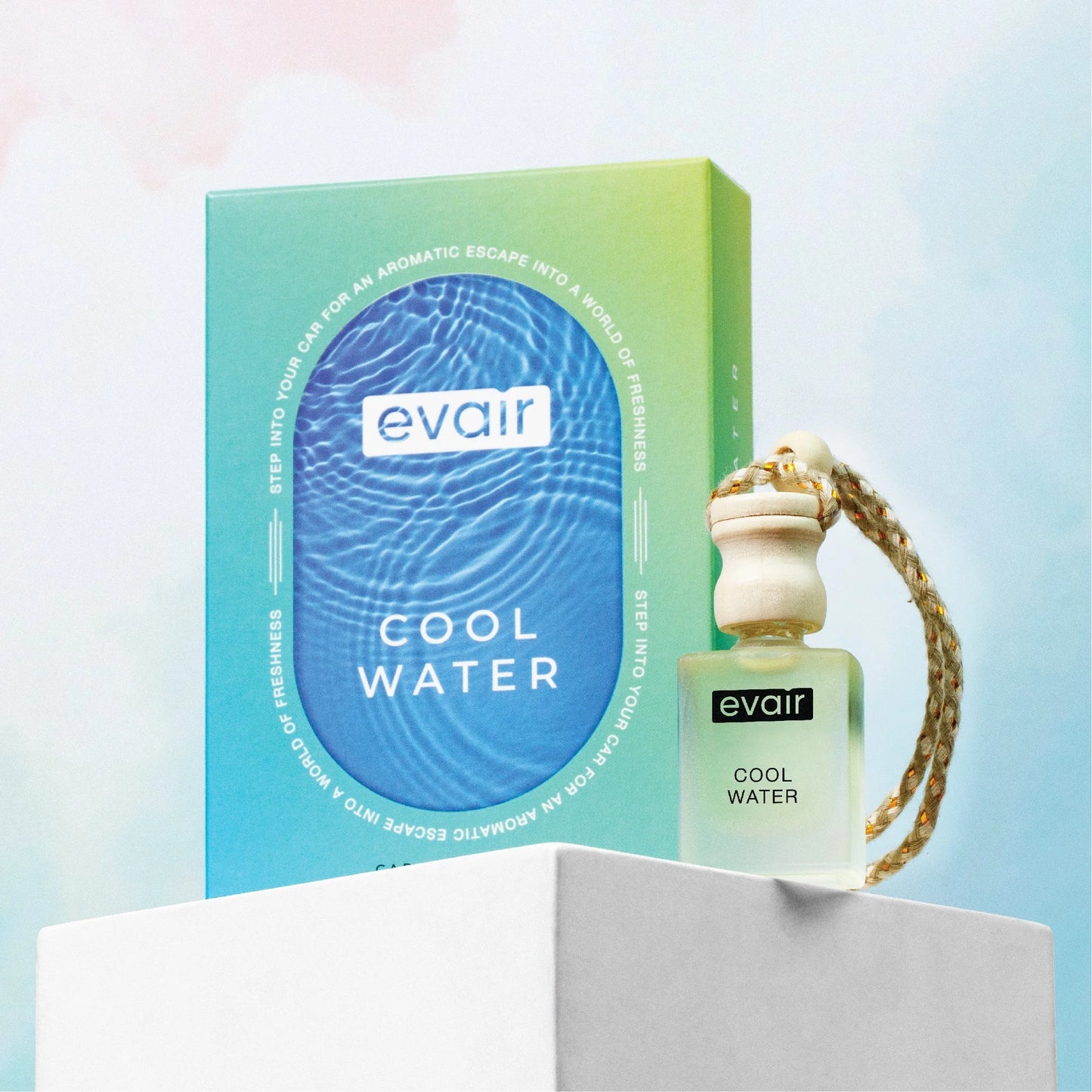 Cool Water Car Freshener, Hanging Car Diffuser with Essential Oils, Pack of 1