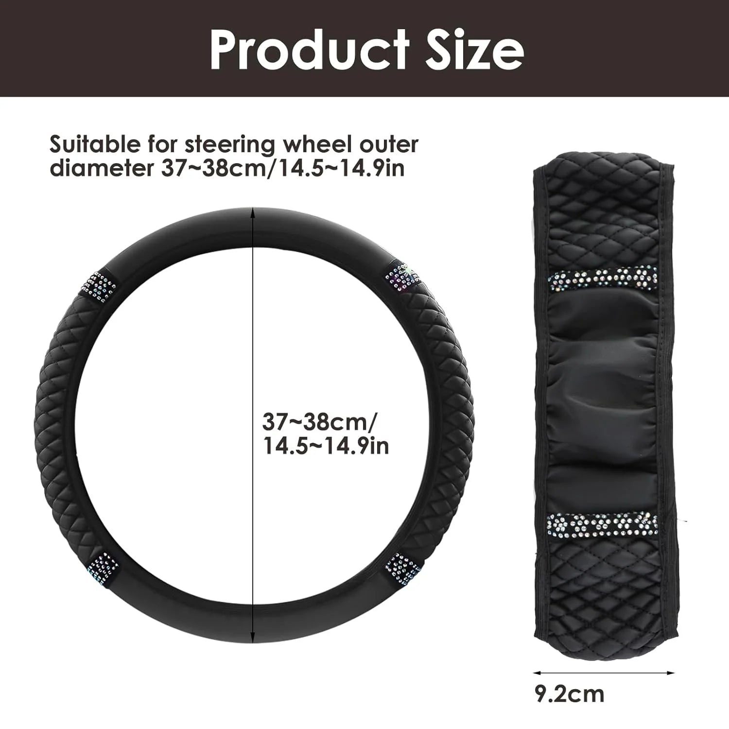 Leather Car  with Anti-Slip Lining, Universal 15 Inch, Black