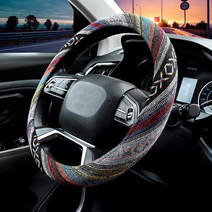 Bohemian Steering Wheel Cover, 15 Inches  Car Steering Wheel Cover Universal Fit for Men & Women Colorful