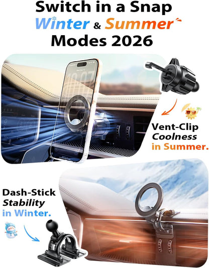 Magnetic Phone Holder for Car, Magsafe Car Mount for Iphone 17 Car Accessories for Men Women Gifts for Christmas [95% Increase Magnet] Car Vent Phone Mount RV Truck Mat Fit GPS Iphone 17 Pro Max