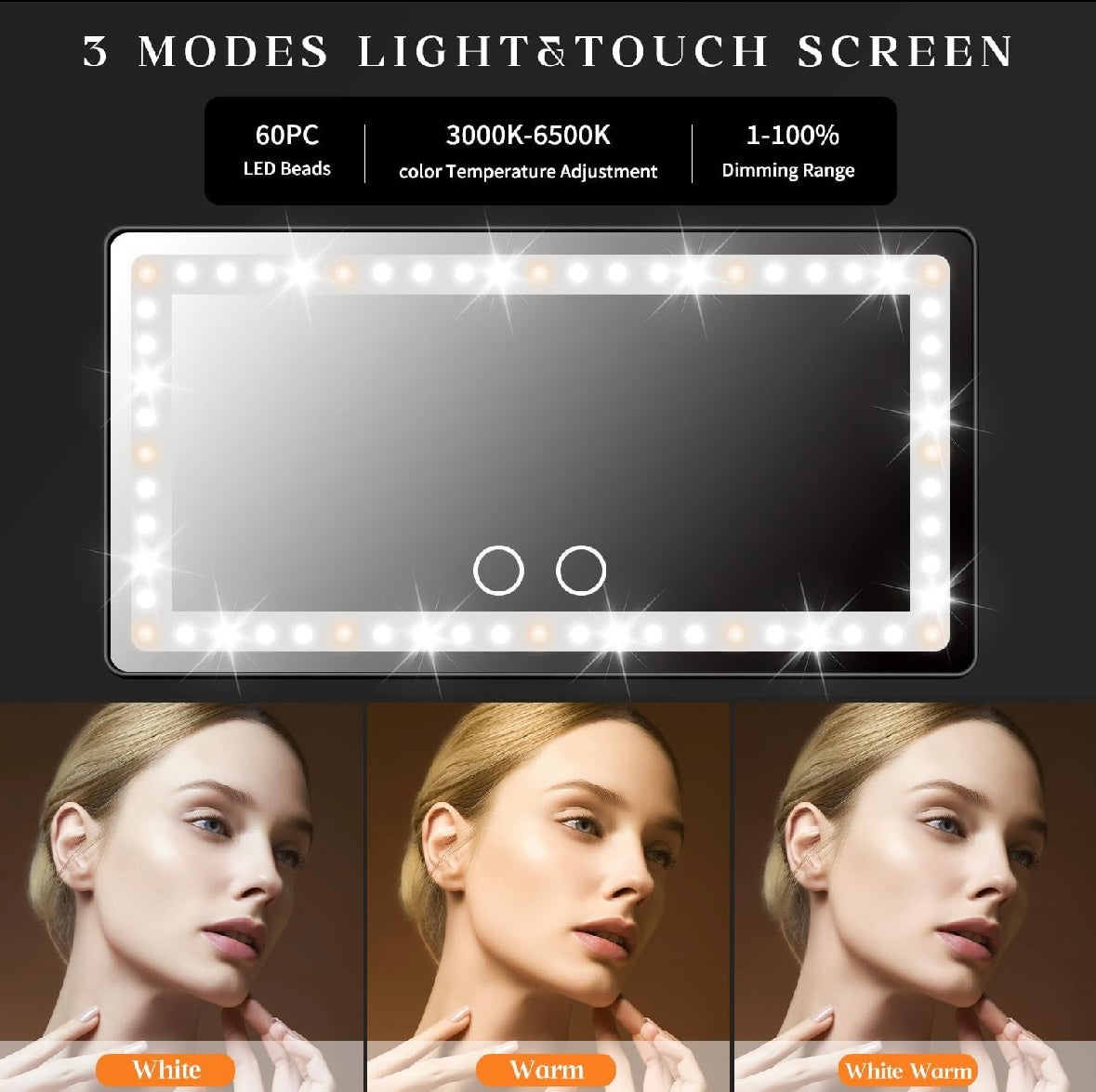 Rechargeable Car Visor Mirror with LED Lights