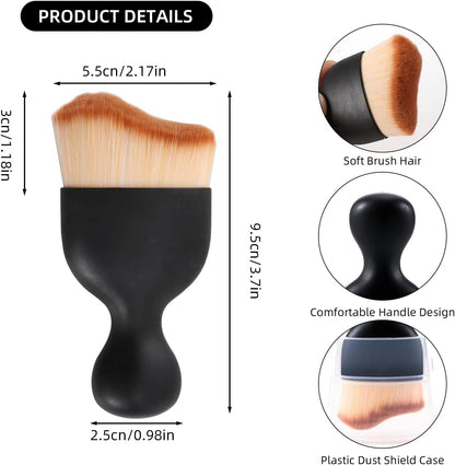 2 PCS Woobrooch Car Interior Dust Sweeping Soft Brush, Woobrooch Zabernim Car Detailing Brush,Scratch Free Curved Brushes with Case for Cleaning Engine Compartment, Dashboard, Electronics