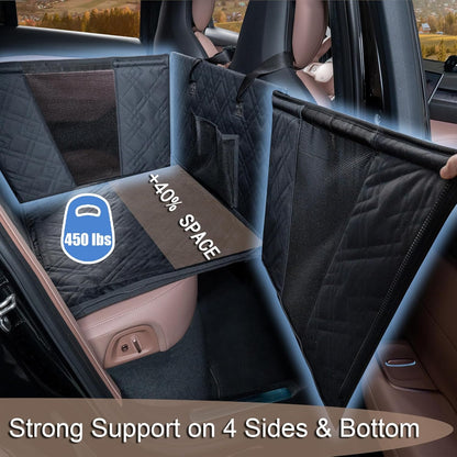 Car Seat for Large Medium Dogs, Back Seat Extender for Pets, Waterproof Nonslip Dog Carseat, Hammock Pet Carrier with Hard Sides and Bottom Great for Active Dogs Fit for Cars Suvs Trucks