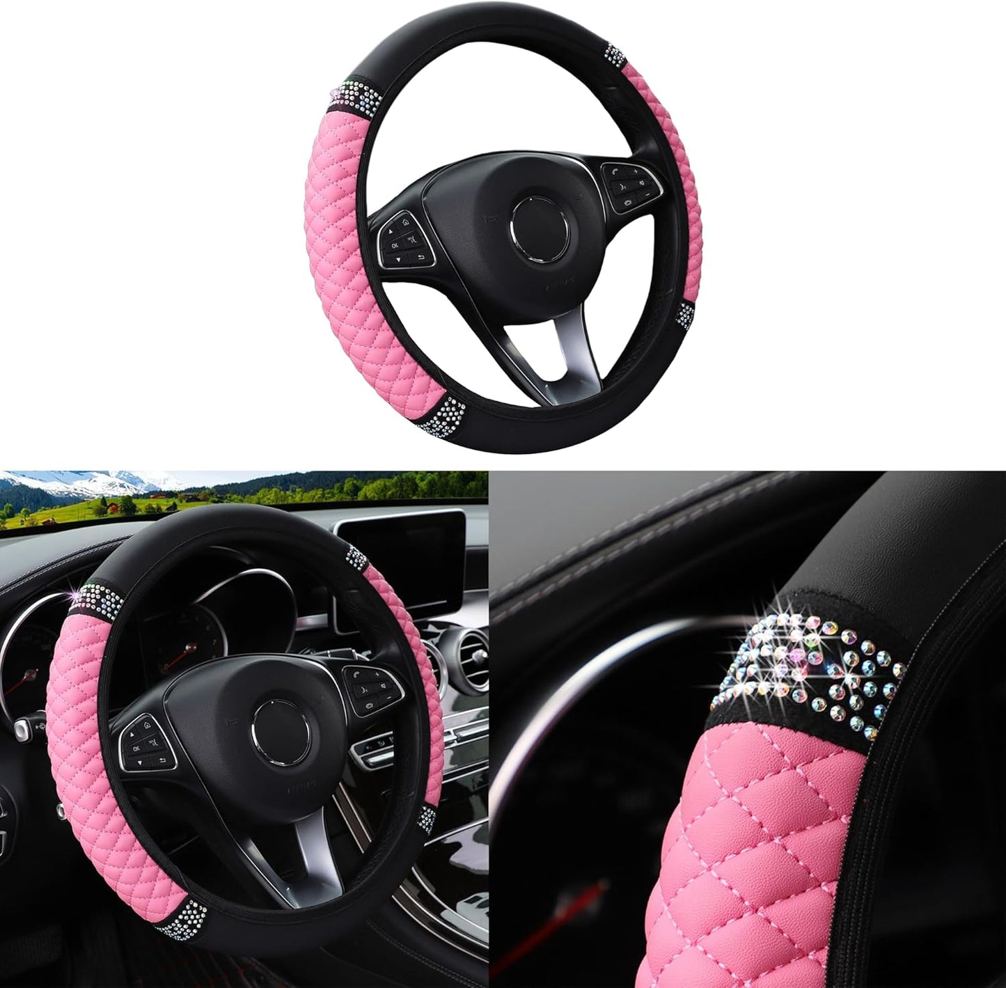Steering Wheel Cover - Pink Bling
