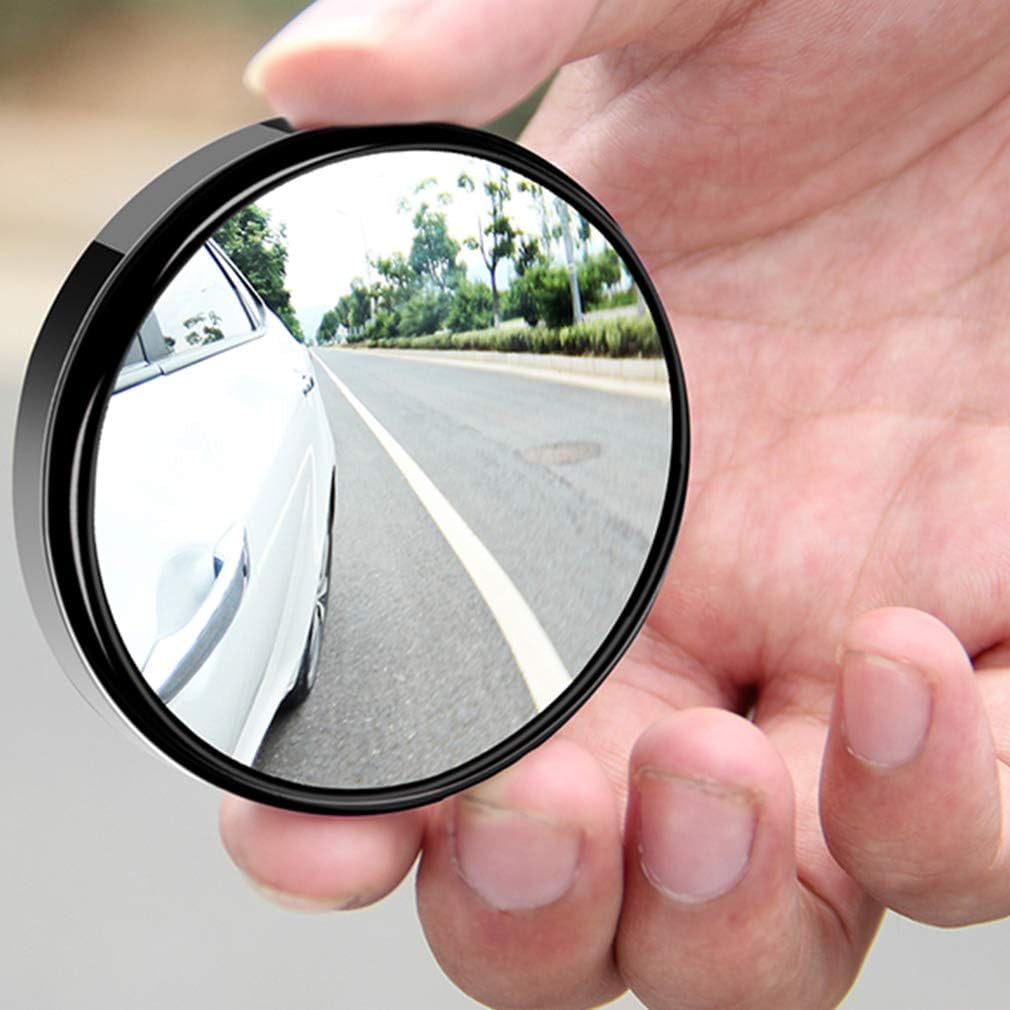 2PCS Small Blind Spot Mirror,2" round HD Glass Convex Rear View Mirror,Strong Adhesive Mirror for Car, Van, SUV and Trucks (2"(50Mm), Black Frame)