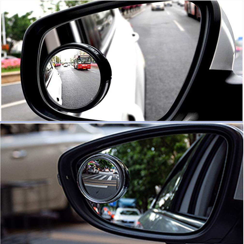 2PCS Small Blind Spot Mirror,2" round HD Glass Convex Rear View Mirror,Strong Adhesive Mirror for Car, Van, SUV and Trucks (2"(50Mm), Black Frame)