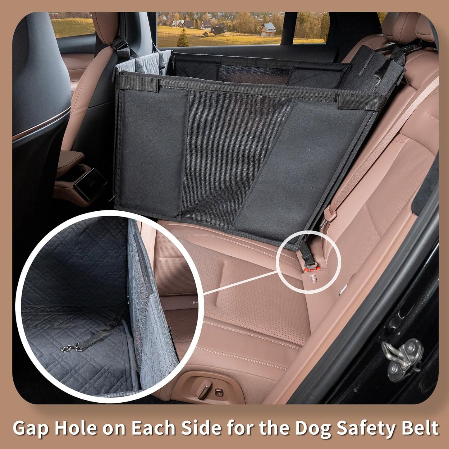 Car Seat for Large Medium Dogs, Back Seat Extender for Pets, Waterproof Nonslip Dog Carseat, Hammock Pet Carrier with Hard Sides and Bottom Great for Active Dogs Fit for Cars Suvs Trucks