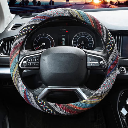 Bohemian Steering Wheel Cover, 15 Inches  Car Steering Wheel Cover Universal Fit for Men & Women Colorful