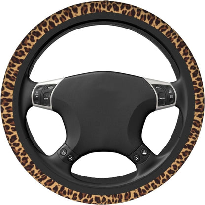 Leopard Steering Wheel Covers Non Slip Neoprene Steering Wheel Protector Cover Universal 15 Inch for Men Women
