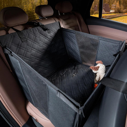 Car Seat for Large Medium Dogs, Back Seat Extender for Pets, Waterproof Nonslip Dog Carseat, Hammock Pet Carrier with Hard Sides and Bottom Great for Active Dogs Fit for Cars Suvs Trucks