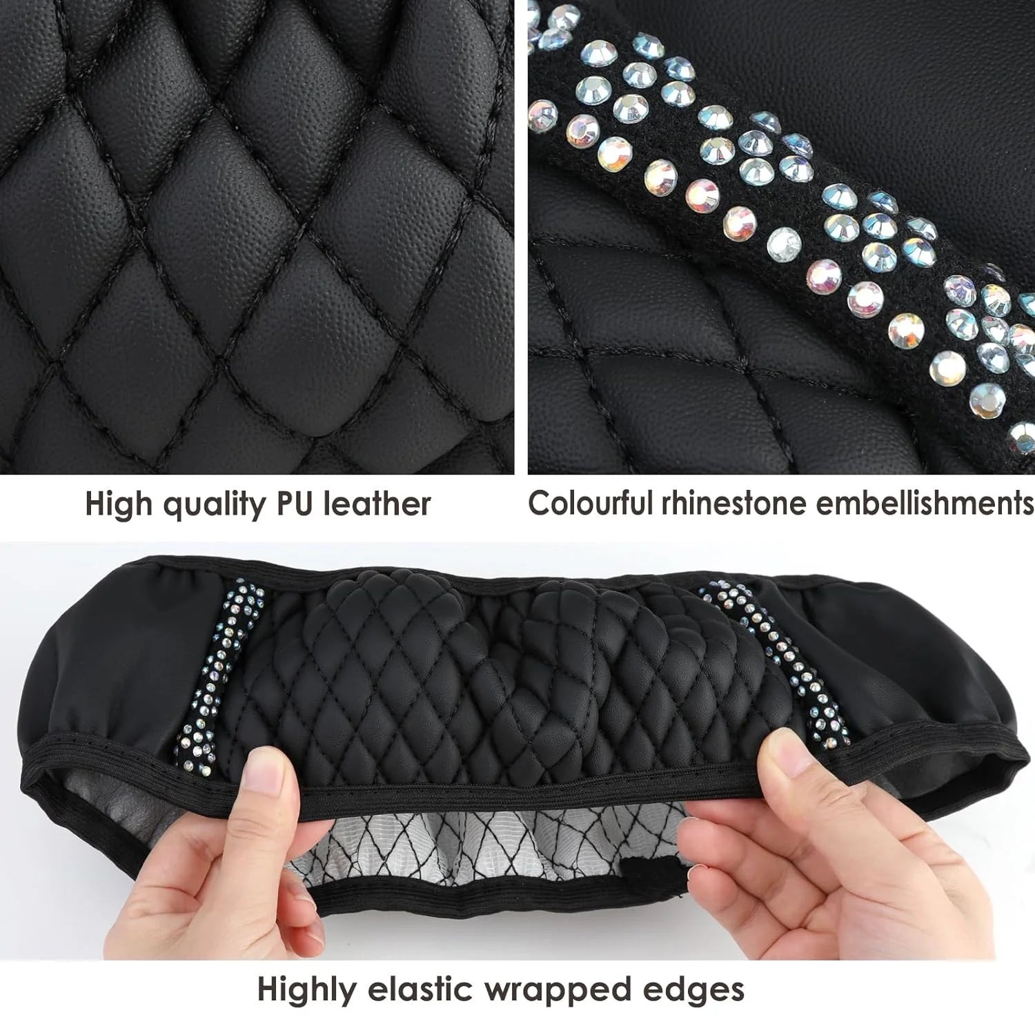 Leather Car  with Anti-Slip Lining, Universal 15 Inch, Black