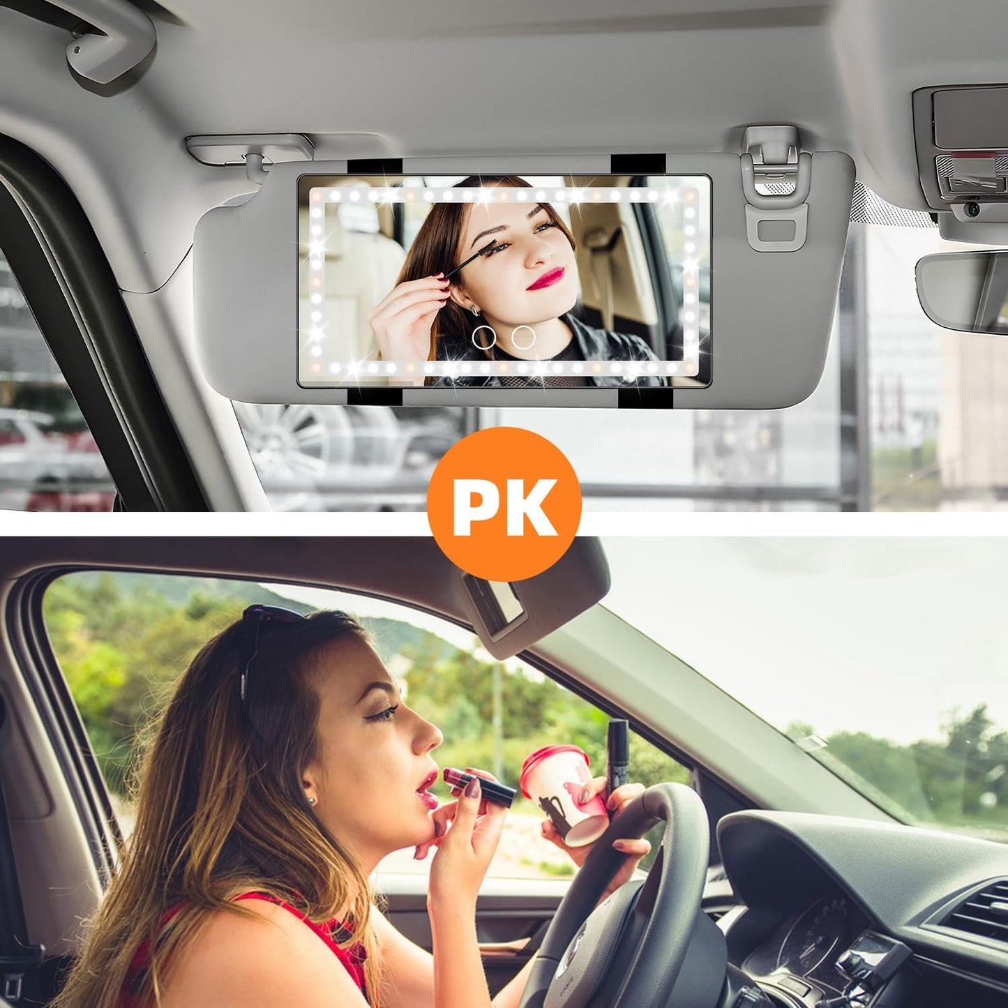 Led Sun Visor Vanity Mirror,Rechargeable Car Makeup Mirror with 3 Light Modes & 60 Leds, Dimmable Touch Screen,Car Accessories for Women Girl,Universal for SUV