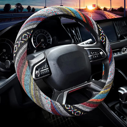 Bohemian Steering Wheel Cover, 15 Inches  Car Steering Wheel Cover Universal Fit for Men & Women Colorful
