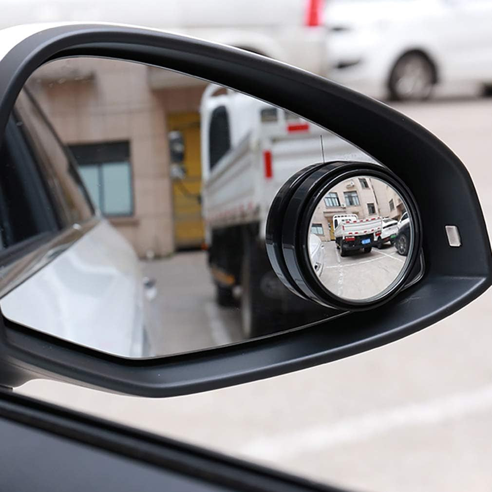 2PCS Small Blind Spot Mirror,2" round HD Glass Convex Rear View Mirror,Strong Adhesive Mirror for Car, Van, SUV and Trucks (2"(50Mm), Black Frame)