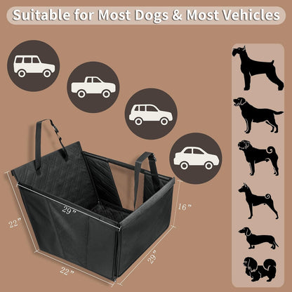 Car Seat for Large Medium Dogs, Back Seat Extender for Pets, Waterproof Nonslip Dog Carseat, Hammock Pet Carrier with Hard Sides and Bottom Great for Active Dogs Fit for Cars Suvs Trucks
