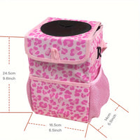 Car Trash Can with Lid and Storage Pockets - Waterproof Car Trash Bag Hanging, Leak-Proof Automotive Garbage Can, Multipurpose C