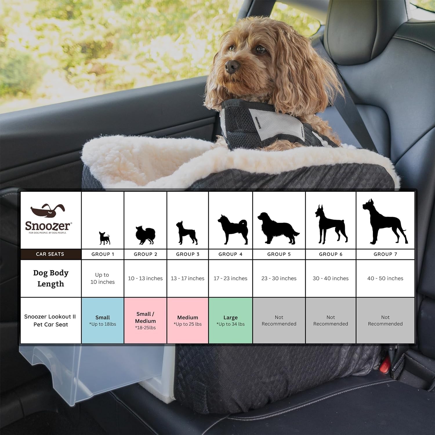 Dog Car Seat with Storage Tray: Lookout II Car Seat for Small Dogs 0-15 Lbs, Size: Small, Fabric: Black Quilted, Pet Car Seat to Alleviate Car Sickness for Dogs, Removable Washable Cover