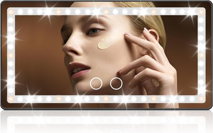 Led Sun Visor Vanity Mirror,Rechargeable Car Makeup Mirror with 3 Light Modes & 60 Leds, Dimmable Touch Screen,Car Accessories for Women Girl,Universal for SUV