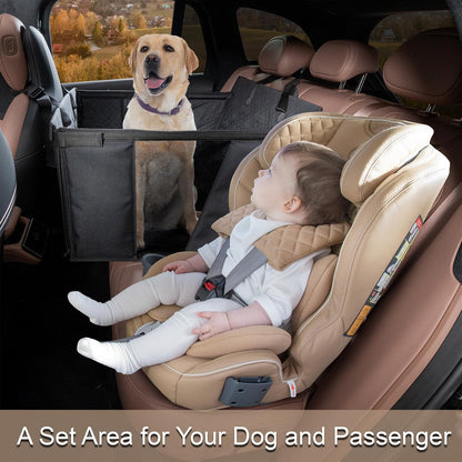 Car Seat for Large Medium Dogs, Back Seat Extender for Pets, Waterproof Nonslip Dog Carseat, Hammock Pet Carrier with Hard Sides and Bottom Great for Active Dogs Fit for Cars Suvs Trucks