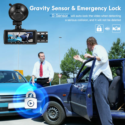 Dash Cam,3 Channel Dash Cam 4K+720P Dash Cam Front and inside Dash Camera with 64GB Card,Night Vision,G-Sensor,24Hr Parking,Triple Car Camera with IR Night Vision